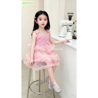 🎅 Váy Noel/Tết bé gái🎄Đầm công chúa bé gái hoa 3D, voan mềm, dáng xòe tầng sang trọng - Đi tiệc, Noel, Tết