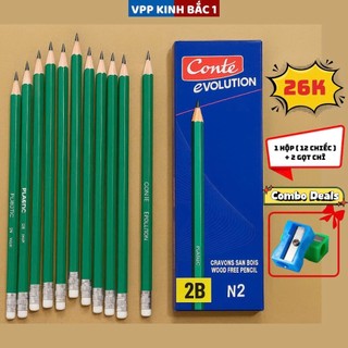 [SIÊU SALE] Combo 12 cây Bút Chì 2B Tặng 2 gọt chì, Bút chì xanh Conte Pháp Viết Chì Cho Mẫu Giáo,Học Sinh,Sinh Viên