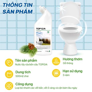 Nước Tẩy Rửa Bồn Cầu TOPGIA Hương Gỗ Thông, Tẩy Sạch Không Cần Chà, Bảo Vệ Men Sứ