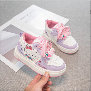 Sz 32-37 Giày Thể Thao Hello Kitty Tím Phối Dây Hồng Cho Bé Gái K183