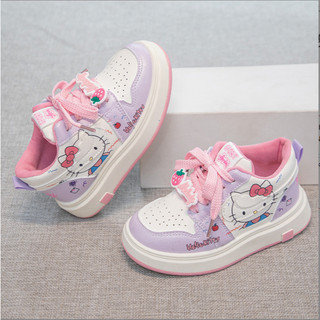 Sz 32-37 Giày Thể Thao Hello Kitty Tím Phối Dây Hồng Cho Bé Gái K183