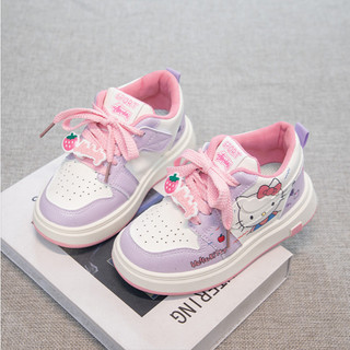 Sz 32-37 Giày Thể Thao Hello Kitty Tím Phối Dây Hồng Cho Bé Gái K183