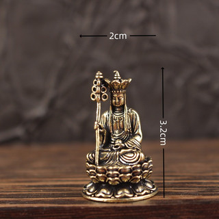 Tượng Địa Tạng Vương Mini Ngồi Thiền Cầm Tích Trượng - Đồng Thau Phật Giáo Decor