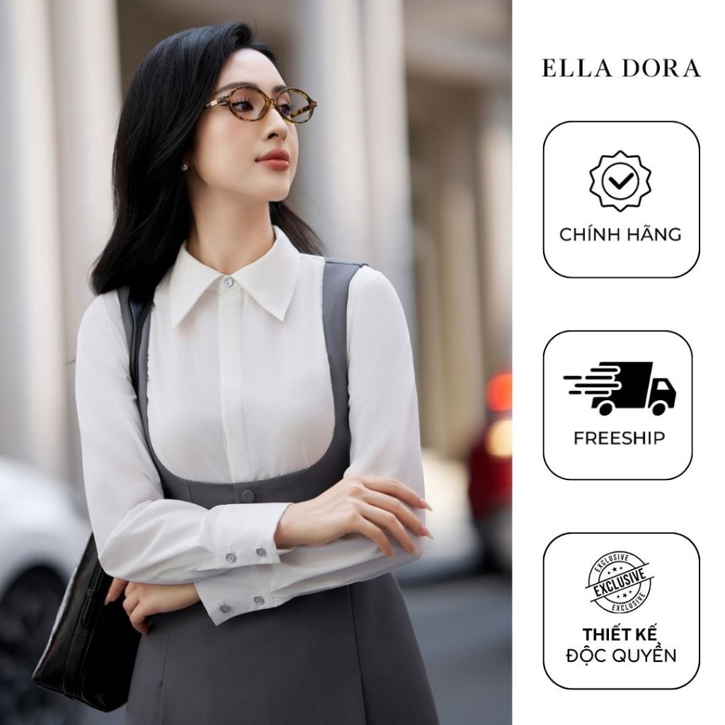 Áo sơ mi nữ ELLA DORA thiết kế nẹp giấu form suông mềm mại thanh lịch phong cách công sở [SM133]