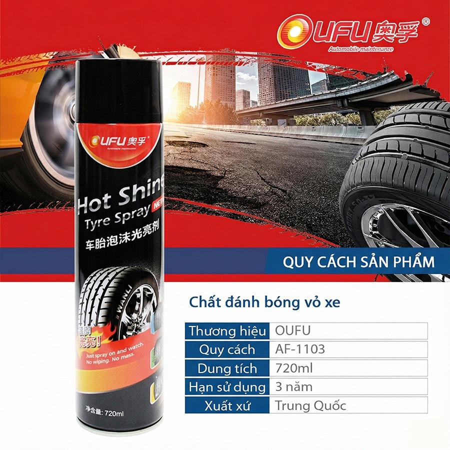 Vệ Sinh & Bảo Dưỡng Đánh Bóng Vỏ Xe OUFU AF-1103 720ml Phù Hợp Cho Nhiều Dòng Xe Ô Tô Xe Hơi Xe Tải Xe Máy