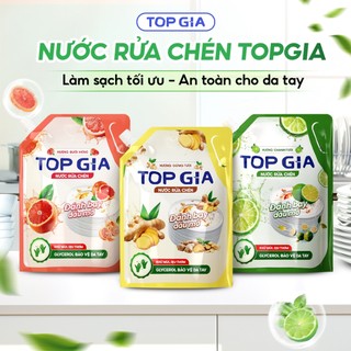 Nước Rửa Chén Bát TOPGIA Hương Thiên Nhiên, Dung Tích 2L Chứa Glycerol An Toàn Cho Da Tay