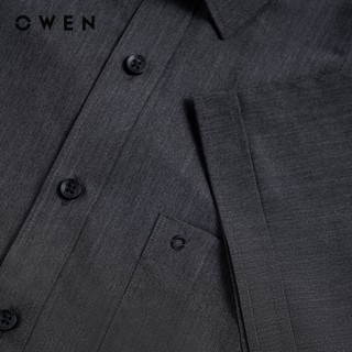 Owen - Áo sơ mi ngắn tay Body Fit AB258042NT màu Đen chất liệu Poly Rayon