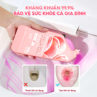 Combo 4 Chai Tẩy Bồn Cầu TOPGIA Hương Nho Đào Dịu Nhẹ, Dung Tích 500ml, An Toàn Không Hư Hại Men Sứ