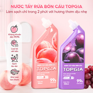 Combo 4 Chai Tẩy Bồn Cầu TOPGIA Hương Nho Đào Dịu Nhẹ, Dung Tích 500ml, An Toàn Không Hư Hại Men Sứ