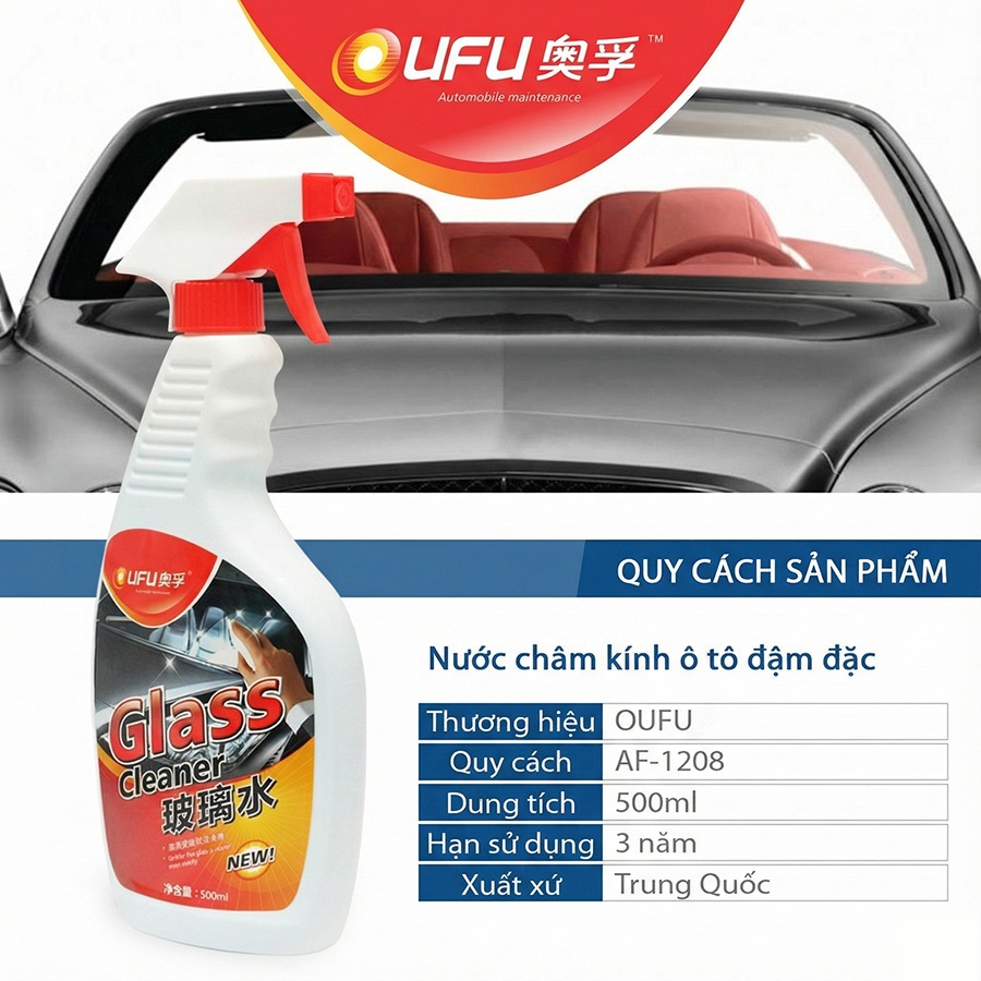 Nước Rửa Kính Xe Dạng Xịt OUFU AF-1208 500ml Phù Hợp Cho Nhiều Dòng Xe Ô Tô Xe Hơi Xe Tải