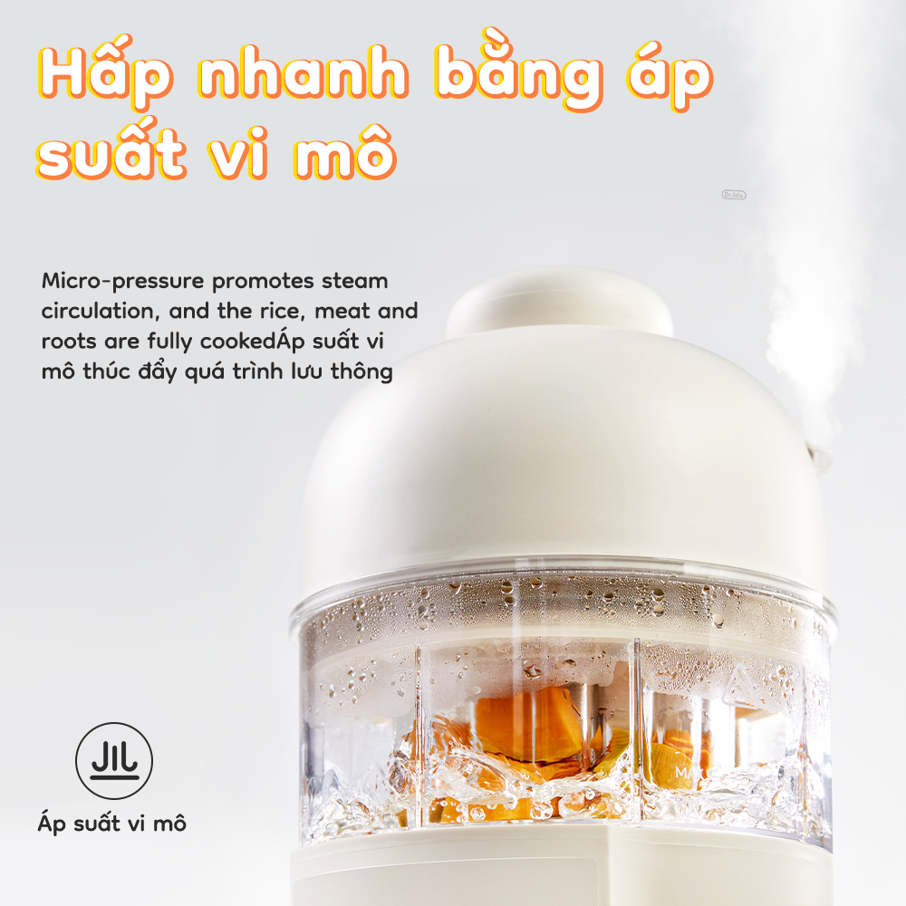 Máy Xay Nấu Thức Ăn Dr.Isla FM02 240ml – 9 Chế Độ, Hấp Nấu & Xay Tự Động, Menu Thông Minh Cho Bé