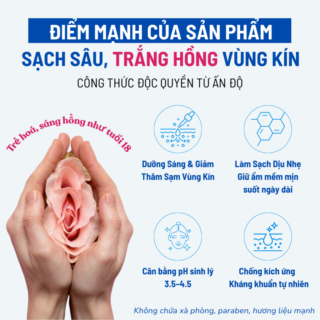 [SÁNG DA MỜ THÂM] Dung Dịch Vệ Sinh Phụ Nữ Giúp Trắng Da, Mờ Thâm, Làm Sạch, Cân Bằng Độ PH, Dưỡng Ẩm