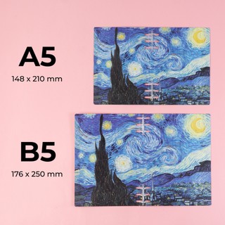 Sổ Còng VanGogh A5 B5 Bìa In 2 Mặt, Sổ Binder Còng Nhựa Bền Khó Gãy Thay Giấy Refill BC-03/BC-07