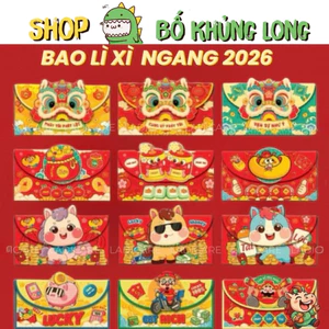 Set Bao Lì Xì Ngang Kỳ Lân – Ngựa – Kim Tiền May Mắn Bộ 3 Mẫu Hot Trend Tết Xuân Bính Ngọ 2026 - BỐ KHỦNG LONG