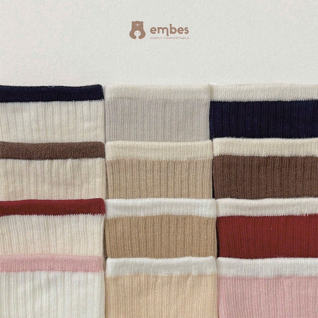 Tất Cho Bé Embes, Set 3 Đôi Vớ Chống Trơn Chất Cotton Mềm Mại Co Giãn Cho Bé Trai Bé Gái Từ 1-4 Tuổi