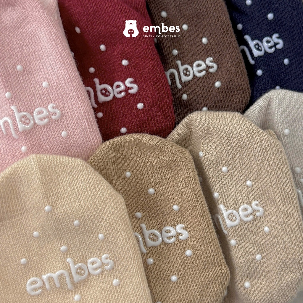 Tất Cho Bé Embes, Set 3 Đôi Vớ Chống Trơn Chất Cotton Mềm Mại Co Giãn Cho Bé Trai Bé Gái Từ 1-4 Tuổi