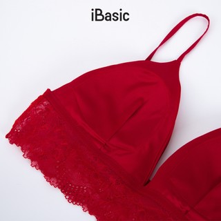 [SEASON OF LOVE] Áo ngực Áo lót Bralette mút mỏng không gọng satin phối ren iBasic thoải mái gợi cảm màu đỏ BRAW171