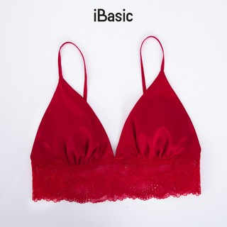 [SEASON OF LOVE] Áo ngực Áo lót Bralette mút mỏng không gọng satin phối ren iBasic thoải mái gợi cảm màu đỏ BRAW171