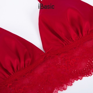 [SEASON OF LOVE] Áo ngực Áo lót Bralette mút mỏng không gọng satin phối ren iBasic thoải mái gợi cảm màu đỏ BRAW171