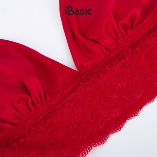 [SEASON OF LOVE] Áo ngực Áo lót Bralette mút mỏng không gọng satin phối ren iBasic thoải mái gợi cảm màu đỏ BRAW171