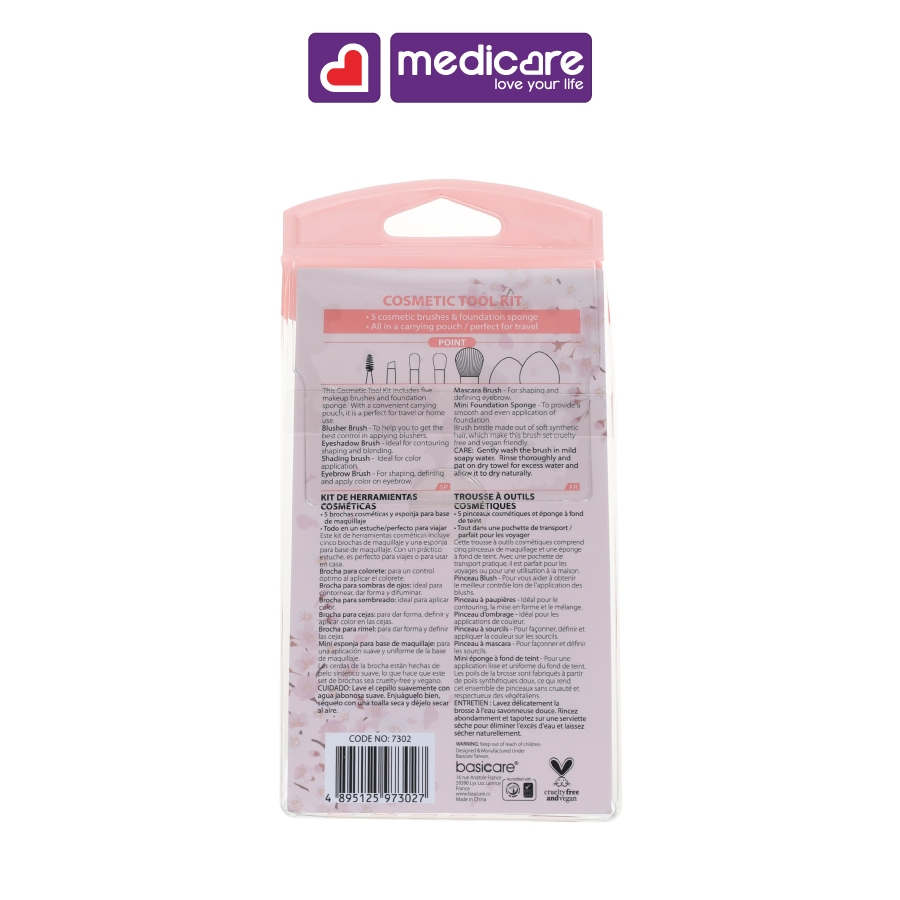 Bộ cọ trang điểm + mút tán nền ROSÉ 7 cái 7302