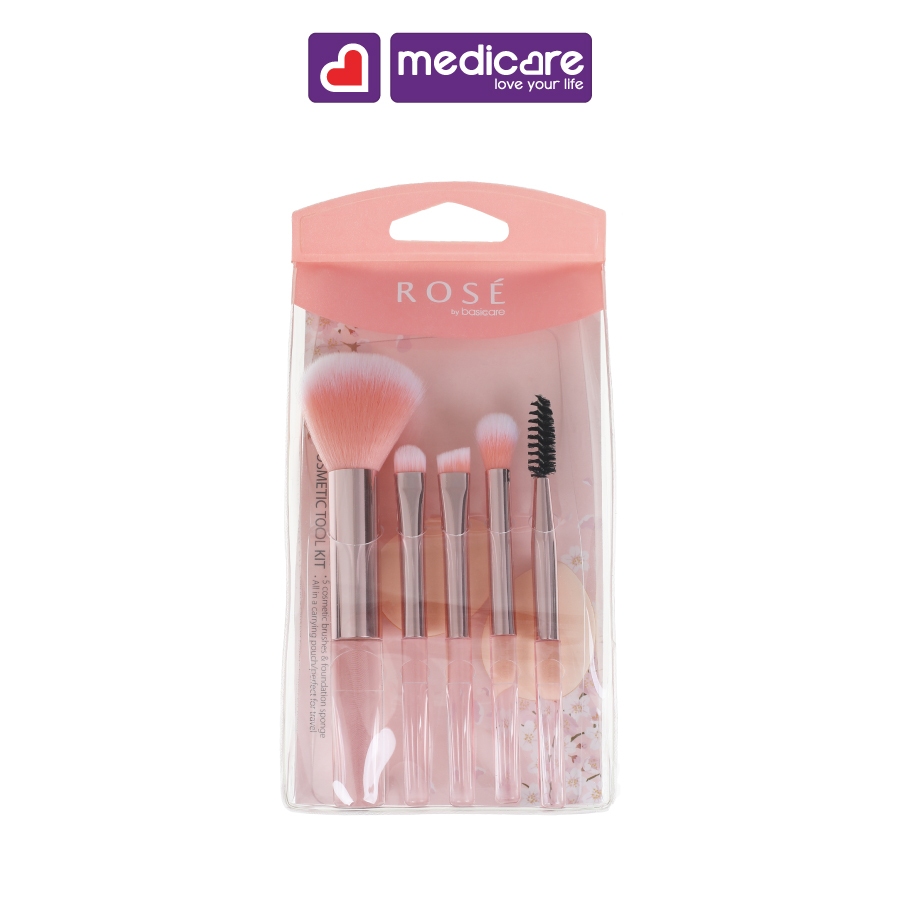 Bộ cọ trang điểm + mút tán nền ROSÉ 7 cái 7302