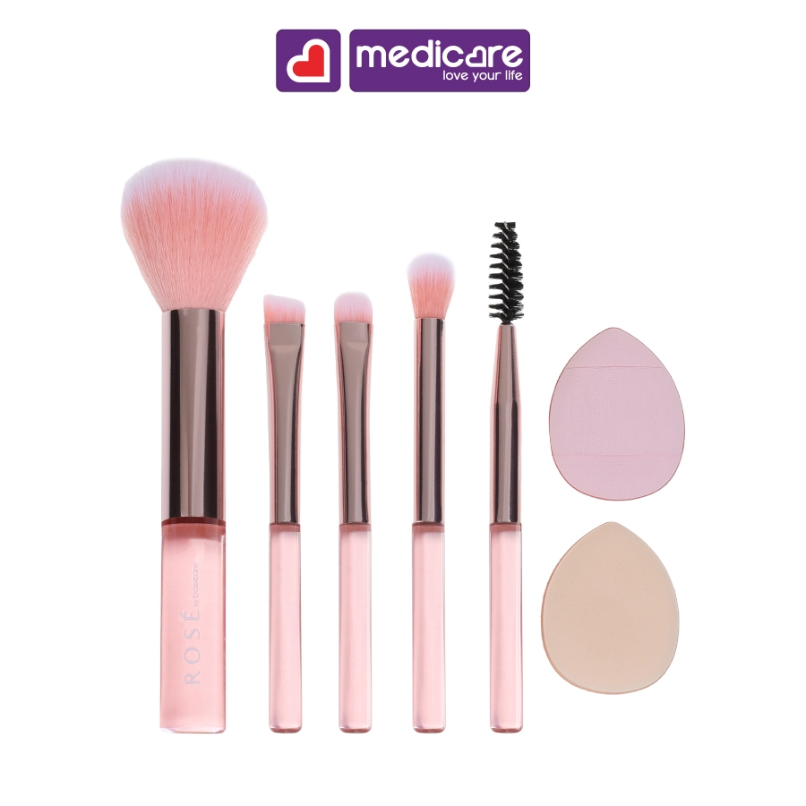 Bộ cọ trang điểm + mút tán nền ROSÉ 7 cái 7302