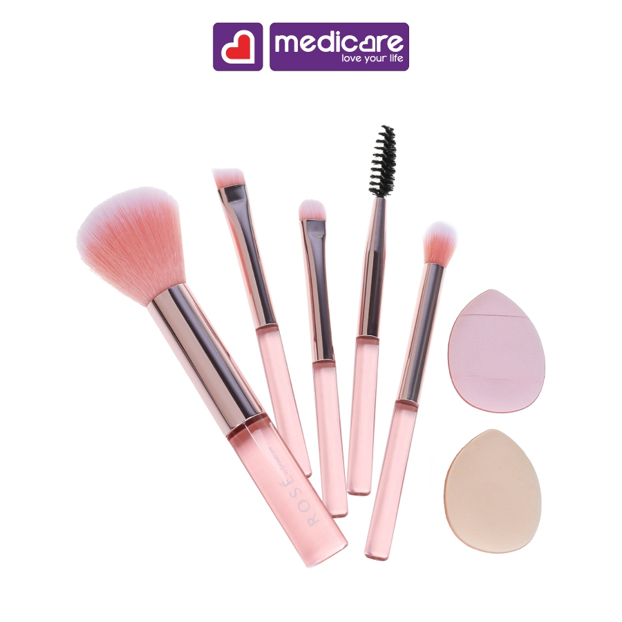 Bộ cọ trang điểm + mút tán nền ROSÉ 7 cái 7302
