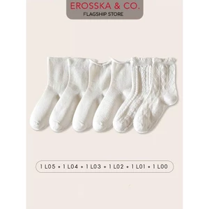 Tất cổ cao, vớ nữ lolita cổ bèo nhún chất liệu coton co giản 4 chiều, vớ cổ cao phong cách Ulzzang