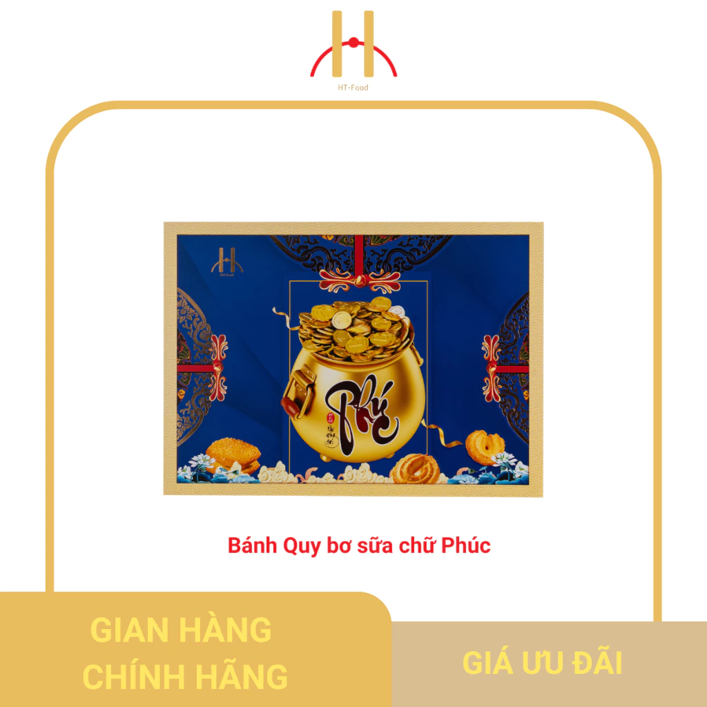 Bánh Quy Bơ Chữ Phúc Hũ Vàng Sang Trọng Hộp Quà Bánh Kẹo Tết Làm Quà Tặng Doanh Nghiệp, Công Ty