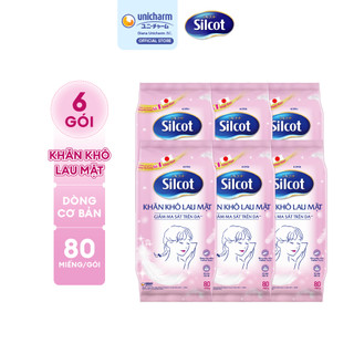 Combo 6 Khăn khô lau mặt Silcot 80 miếng/gói