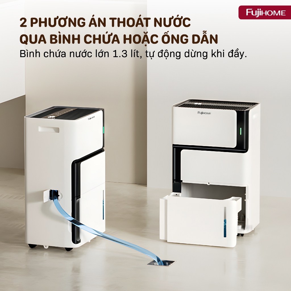 Máy hút ẩm máy nén 7L FUJIHOME DH07 lọc không khí sấy quần áo công nghệ block cài độ ẩm