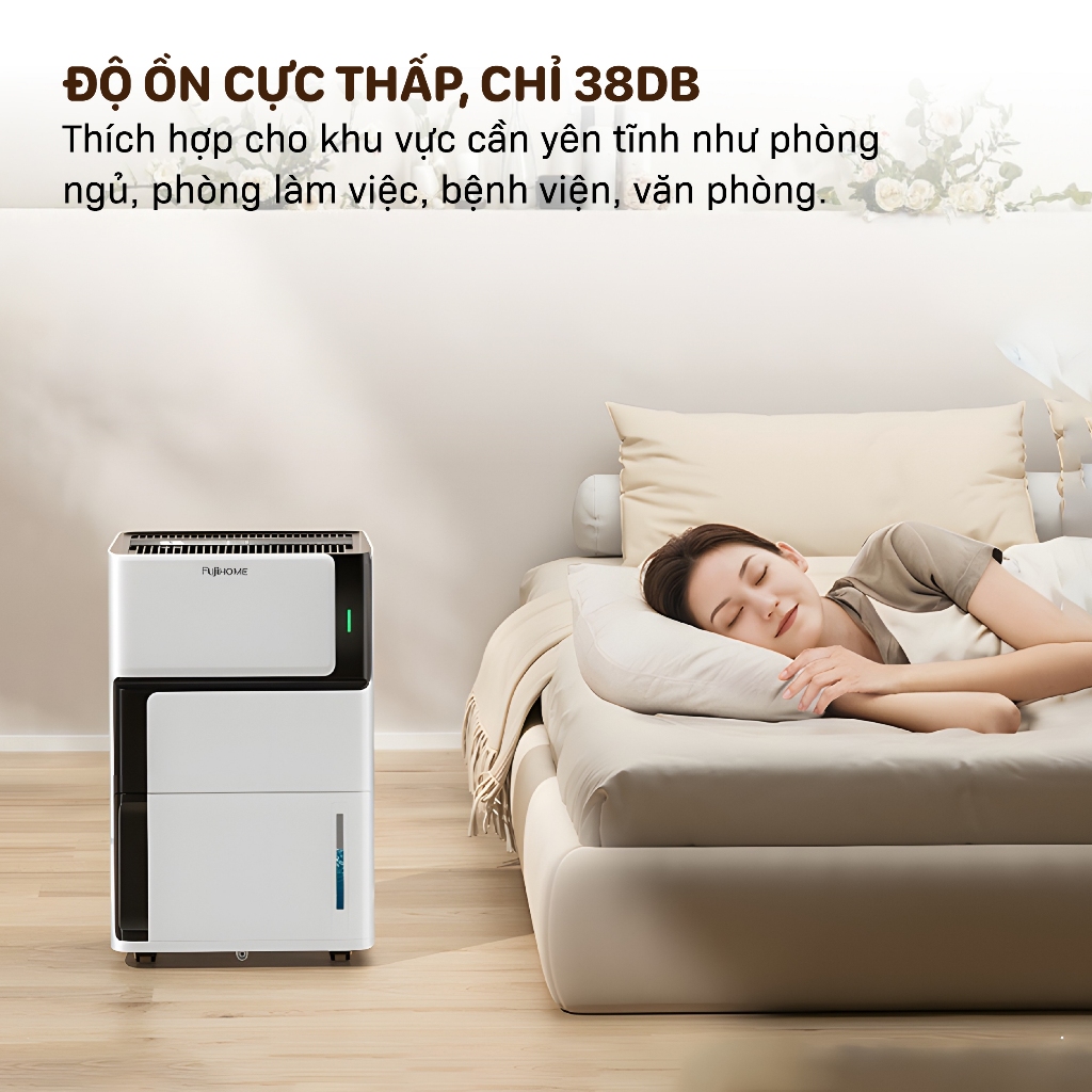 Máy hút ẩm máy nén 7L FUJIHOME DH07 lọc không khí sấy quần áo công nghệ block cài độ ẩm