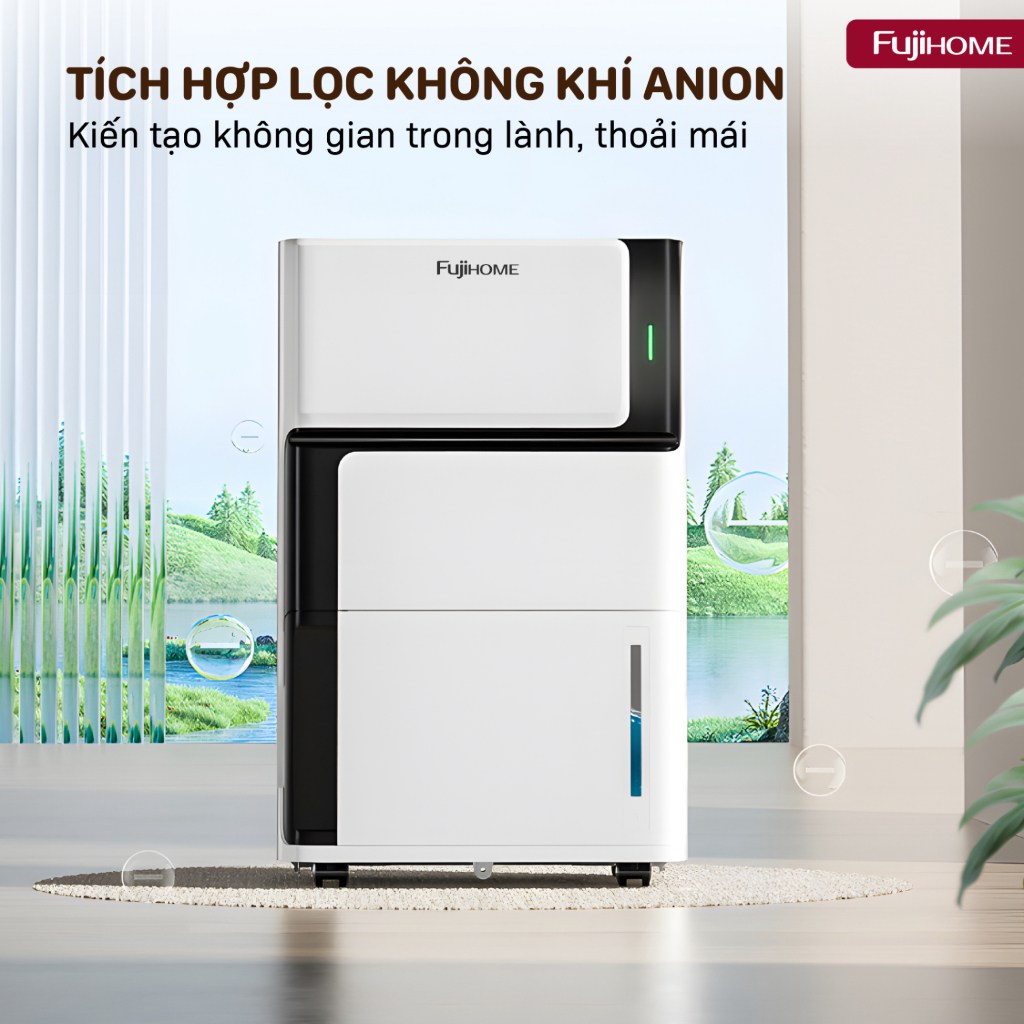 Máy hút ẩm máy nén 7L FUJIHOME DH07 lọc không khí sấy quần áo công nghệ block cài độ ẩm