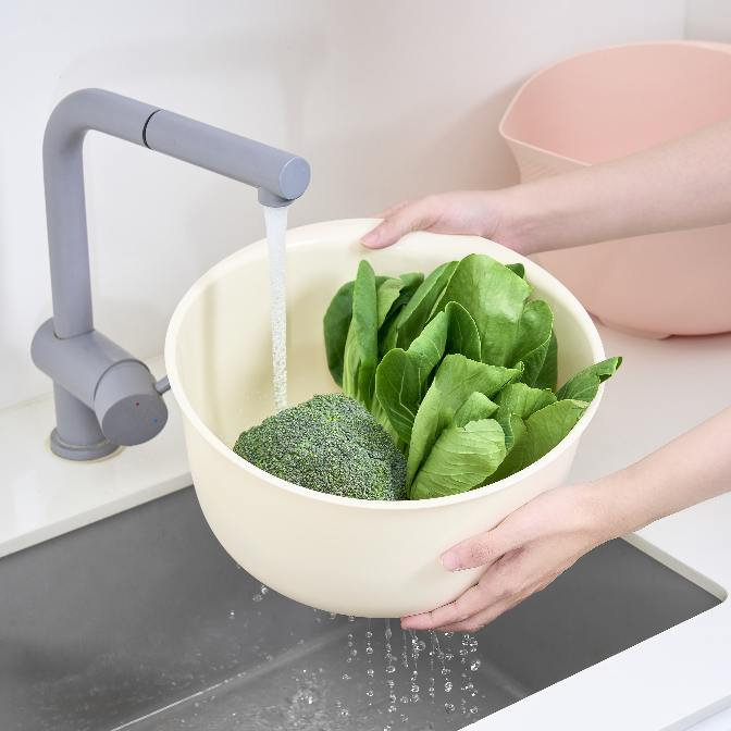 [MỚI] Bộ thau rổ SÂU LÒNG Yoko Inochi size lớn 32 cm (3,6 L), có ion bạc kháng khuẩn, dễ vệ sinh