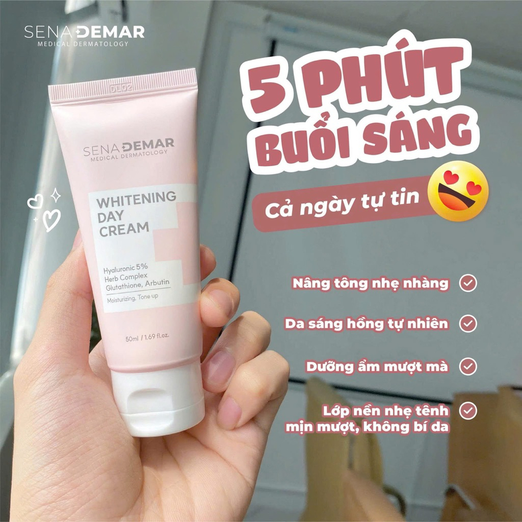 Kem ngày Sena demar hồng lọ 50ml & Kem đêm Sena demar 30ml  hạn 2028 senademar IS115
