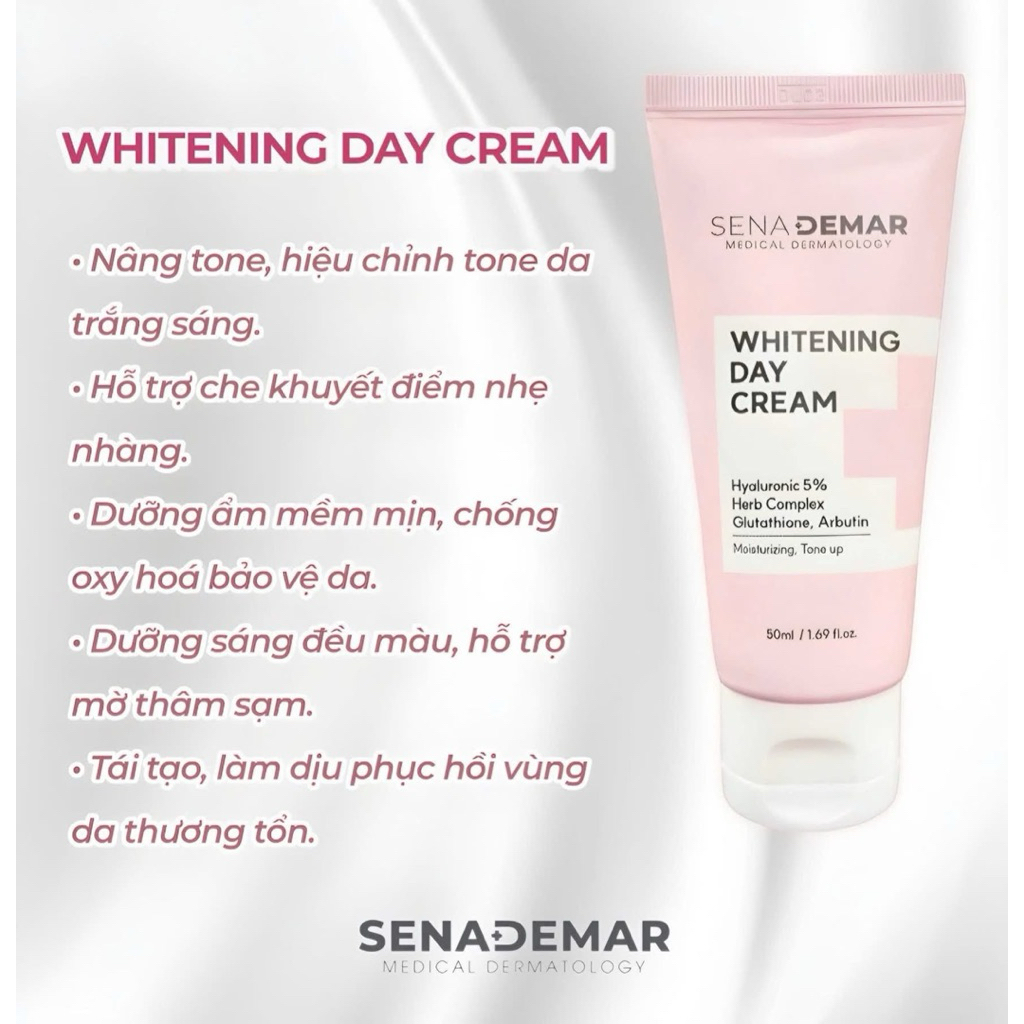 Kem ngày Sena demar whitening day cream 50ml hạn 2028 Hàn Quốc kem ngày senademar kem lười senademar  IS295