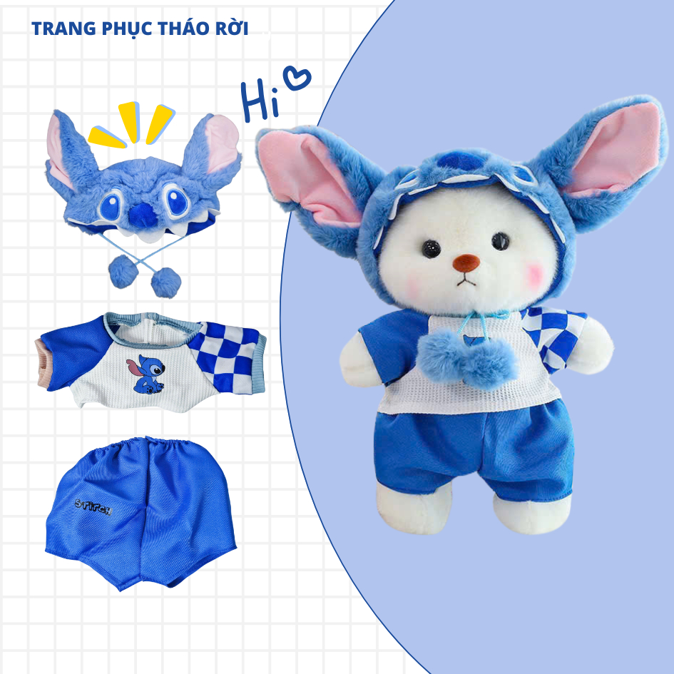 Gấu Bông Lena Bear Mặc Quần Áo Cosplay Thỏ Stitch Cún Cừu Đáng Yêu Làm Quà Tặng Cho Trẻ Em, Bạn Gái Ngày Sinh Nhật