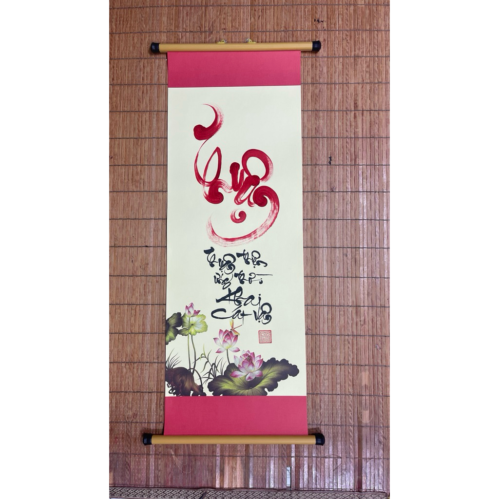 Tranh Thư Pháp Treo Tường Viết Tay thủ công, 27x69 cm, viết theo yêu cầu  món quà ý nghĩa