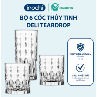 Bộ 6 cốc thủy tinh Teardrop Delisoga vân pha lê tinh tế, trong suốt, phù hợp bàn tiệc gia đình