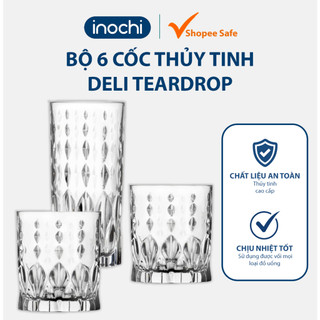 Bộ 6 cốc thủy tinh Teardrop Delisoga vân pha lê tinh tế, trong suốt, phù hợp bàn tiệc gia đình