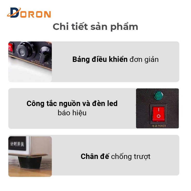 Máy làm bánh ốc quế DORON 2400W kiểm soát nhiệt độ chính xác, bánh thơm ngon