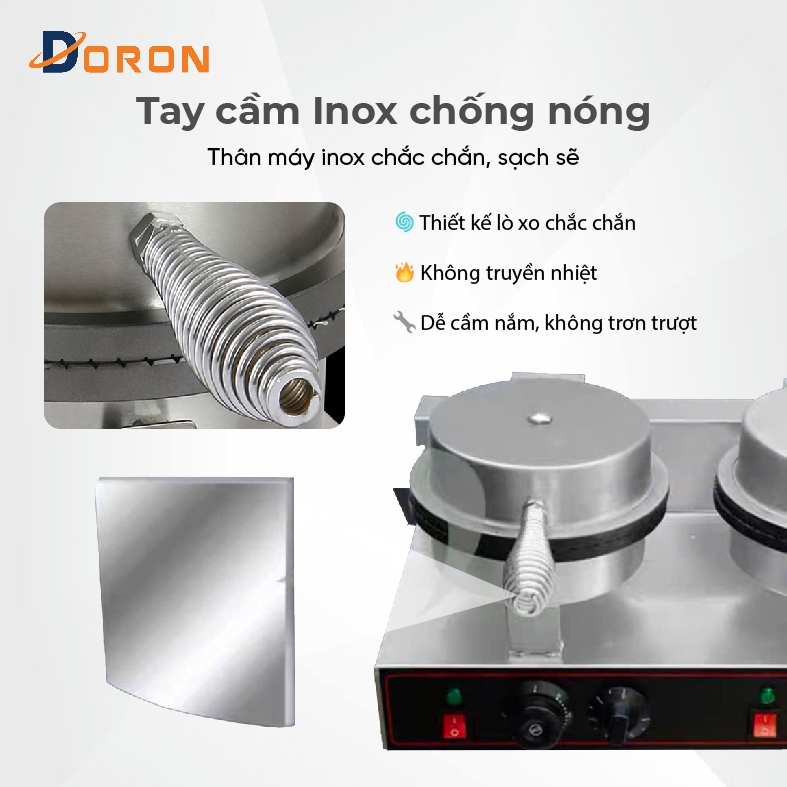 Máy làm bánh ốc quế DORON 2400W kiểm soát nhiệt độ chính xác, bánh thơm ngon