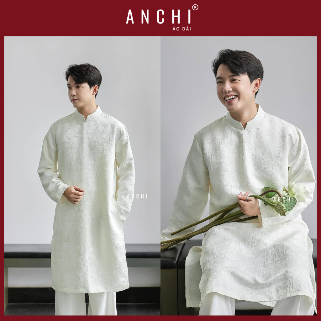 ANCHI - Áo Dài Tết Cách Tân Nam Nguyên Vũ , Chất Vải Gấm Họa Tiết Có ...