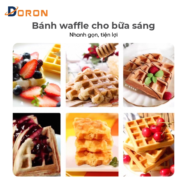 Máy nướng waffle công nghiệp 1200W điều chỉnh 50 - 250 độ, làm nóng nhanh