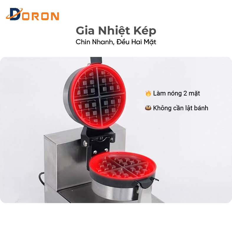 Máy làm bánh waffle DORON 1200W kiểm soát nhiệt độ chính xác, bánh thơm ngon