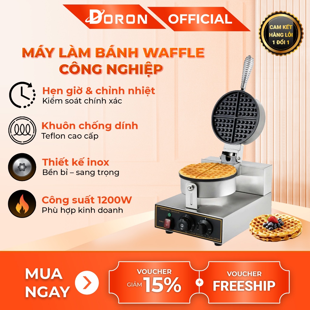 Máy làm bánh bông lan DORON 1200W kiểm soát nhiệt độ chính xác, bánh thơm ngon
