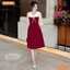 Đầm thiết kế BEMINE cổ V phối ren thêu hoa tay lửng dáng chữ A phù hợp đi làm, đi chơI-MT10133