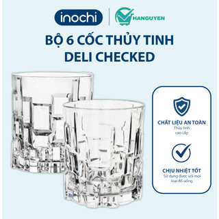 Bộ 6 cốc thủy tinh Checked Delisoga vân nổi cao cấp bền đẹp, chịu nhiệt tốt, dùng đa năng hiệu quả