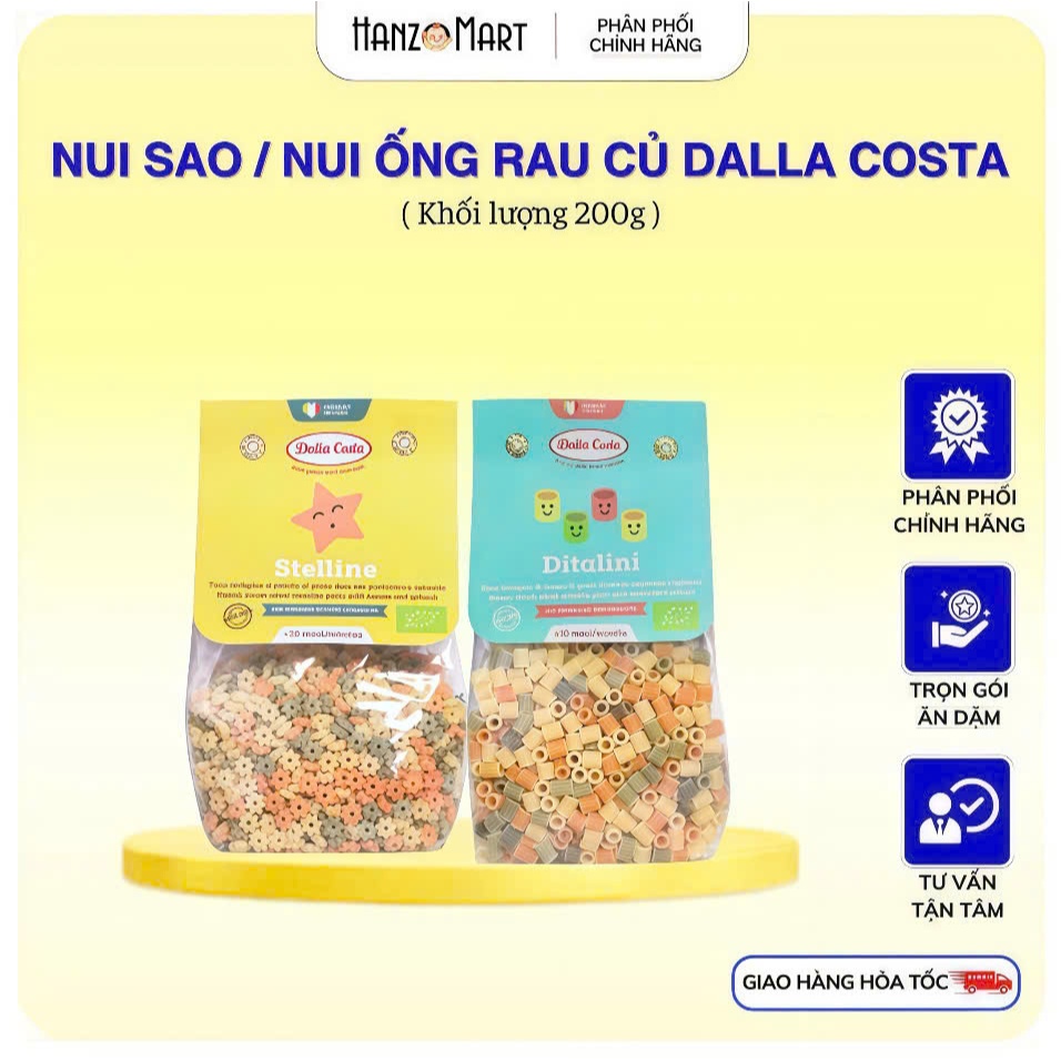 Nui hữu cơ cho bé ăn dặm sao rau củ / Nui ống rau củ hữu cơ 200gr - hanzomart